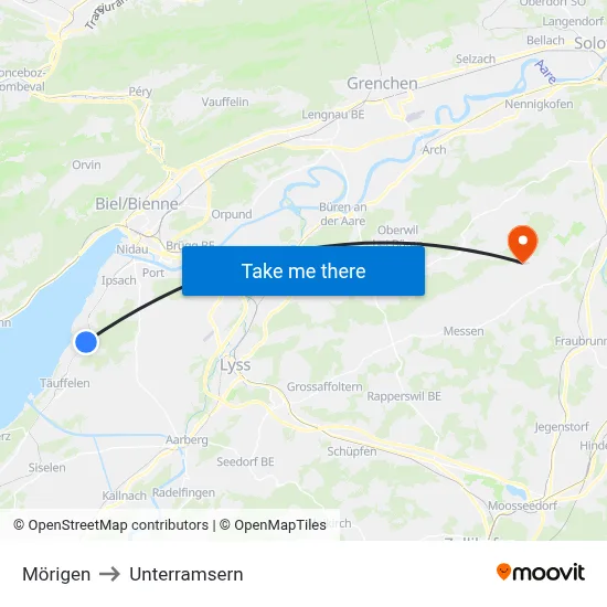 Mörigen to Unterramsern map