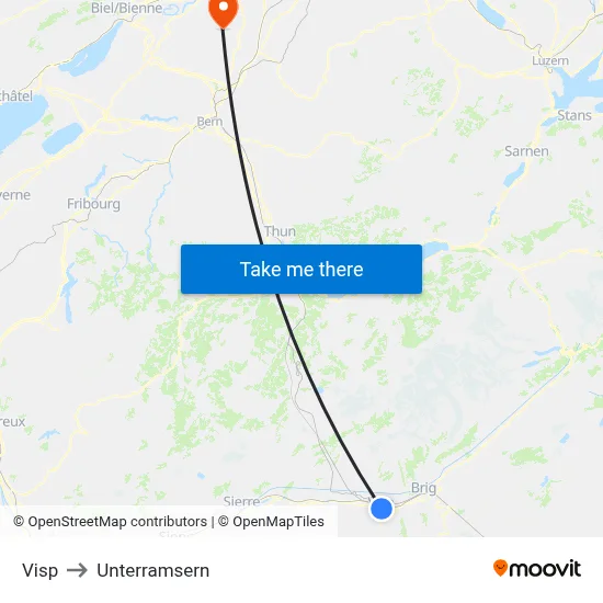Visp to Unterramsern map