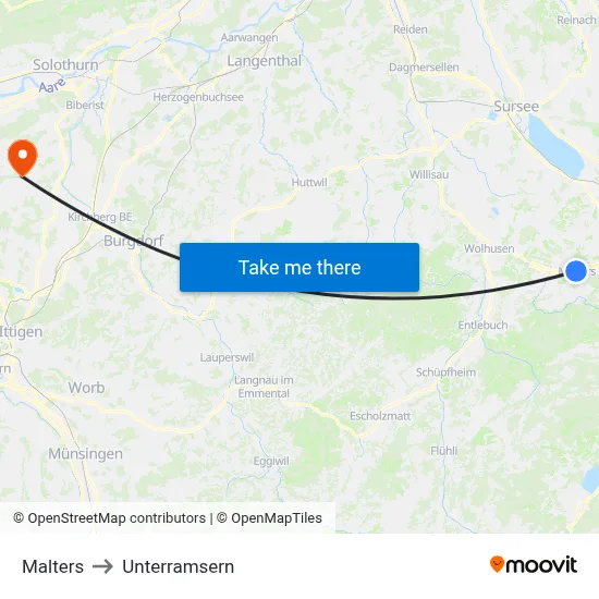 Malters to Unterramsern map