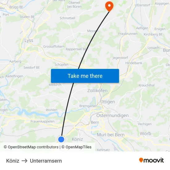 Köniz to Unterramsern map