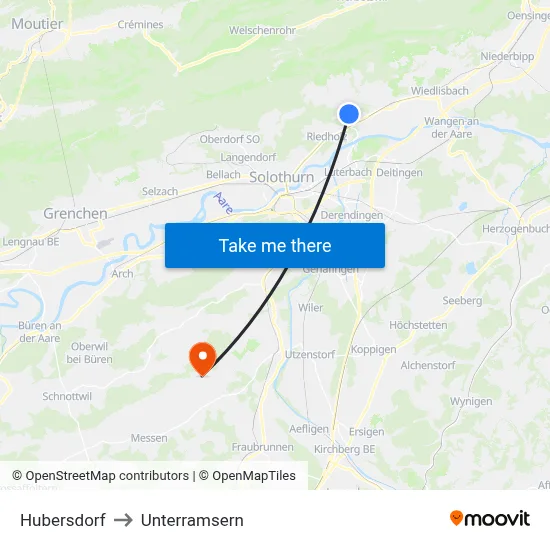 Hubersdorf to Unterramsern map