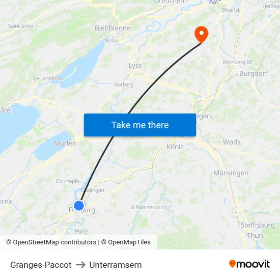 Granges-Paccot to Unterramsern map