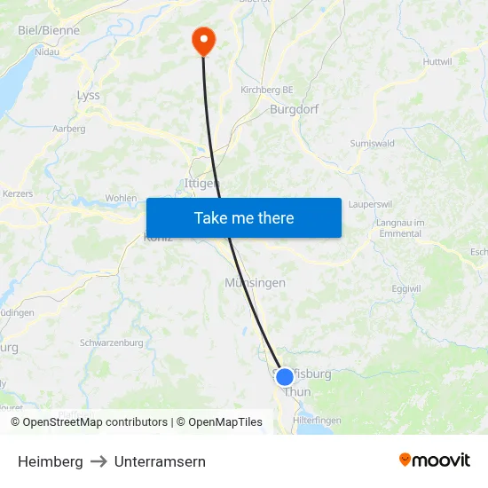 Heimberg to Unterramsern map