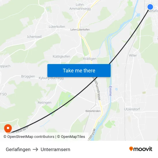 Gerlafingen to Unterramsern map