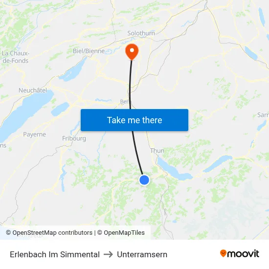 Erlenbach Im Simmental to Unterramsern map