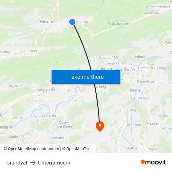 Grandval to Unterramsern map