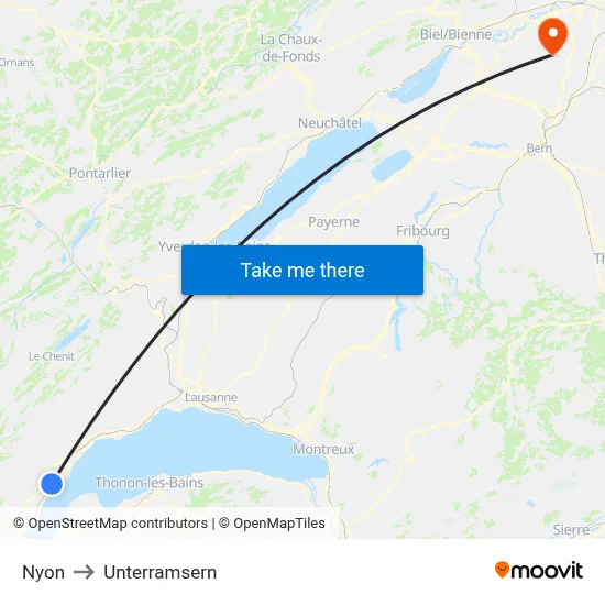 Nyon to Unterramsern map
