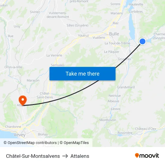 Châtel-Sur-Montsalvens to Attalens map