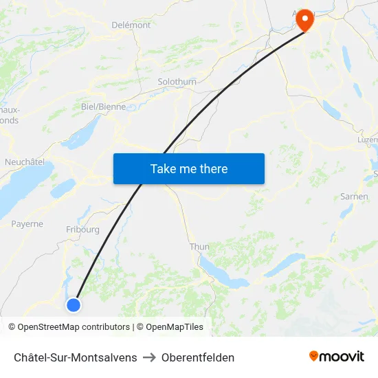 Châtel-Sur-Montsalvens to Oberentfelden map