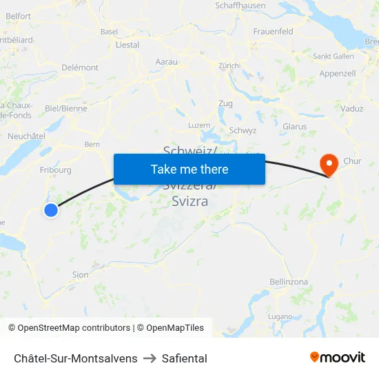 Châtel-Sur-Montsalvens to Safiental map