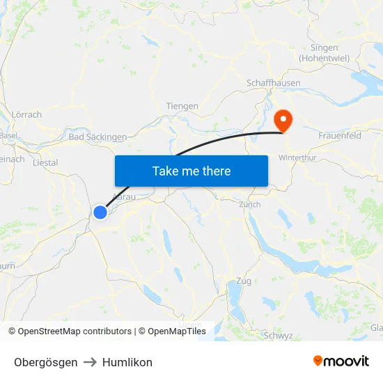 Obergösgen to Humlikon map