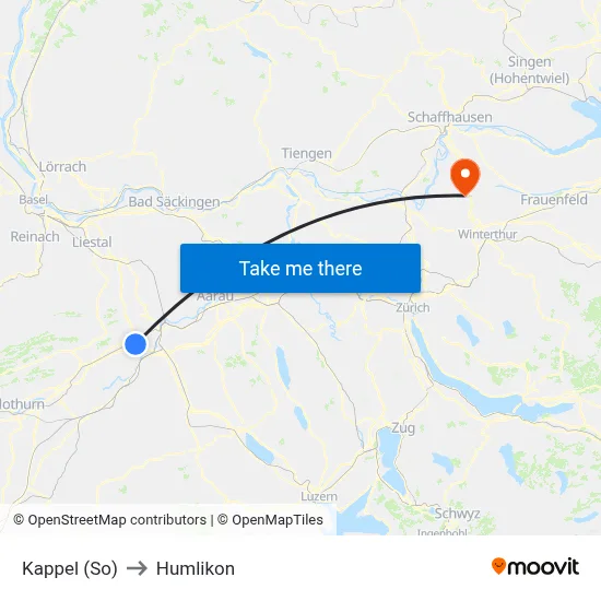 Kappel (So) to Humlikon map