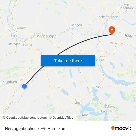 Herzogenbuchsee to Humlikon map