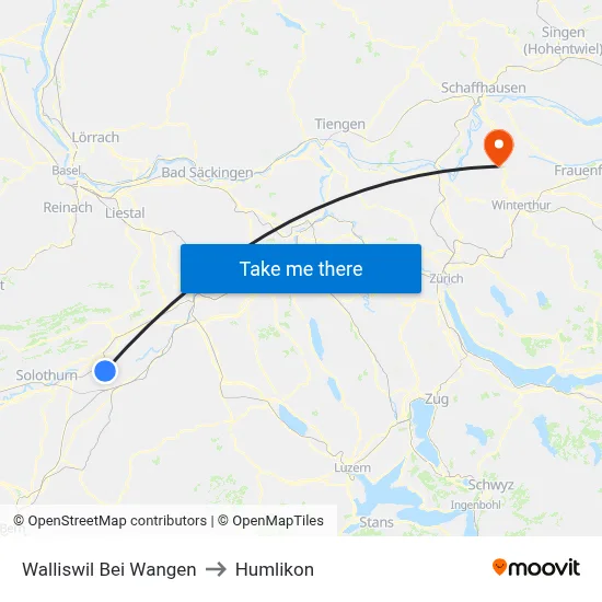 Walliswil Bei Wangen to Humlikon map