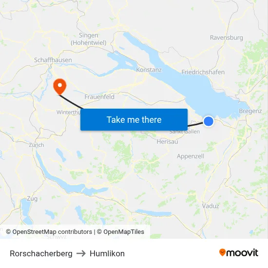 Rorschacherberg to Humlikon map