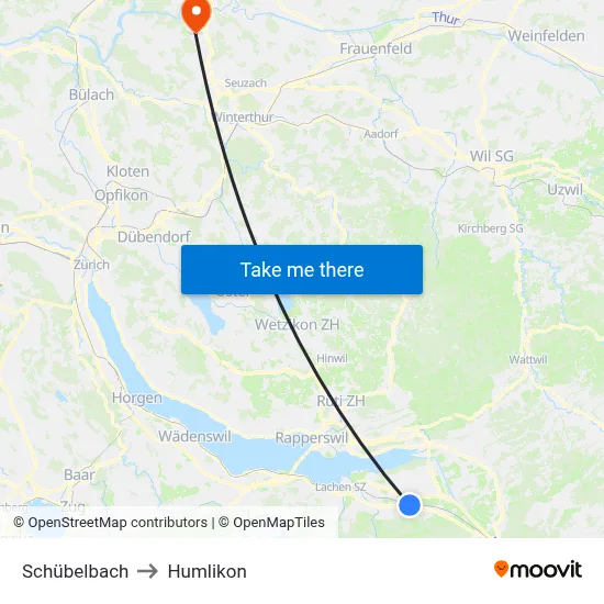 Schübelbach to Humlikon map
