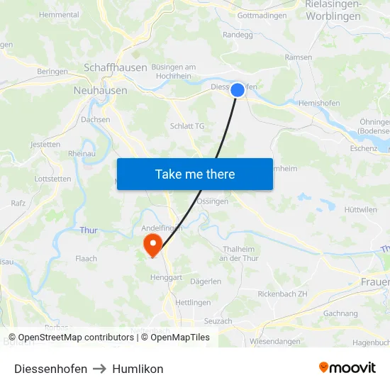 Diessenhofen to Humlikon map