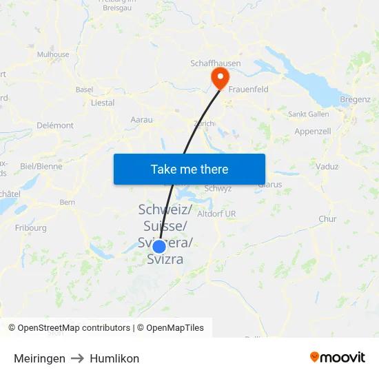 Meiringen to Humlikon map