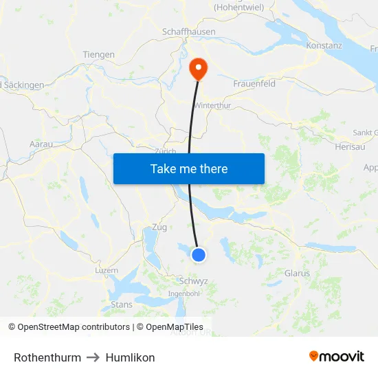 Rothenthurm to Humlikon map