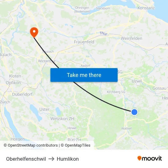 Oberhelfenschwil to Humlikon map