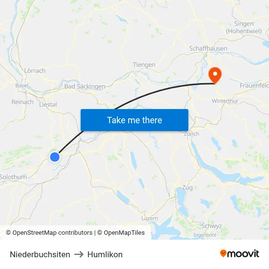 Niederbuchsiten to Humlikon map