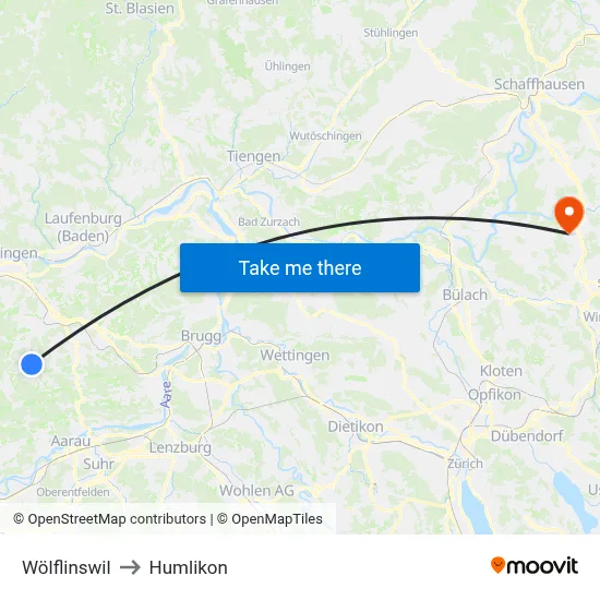 Wölflinswil to Humlikon map