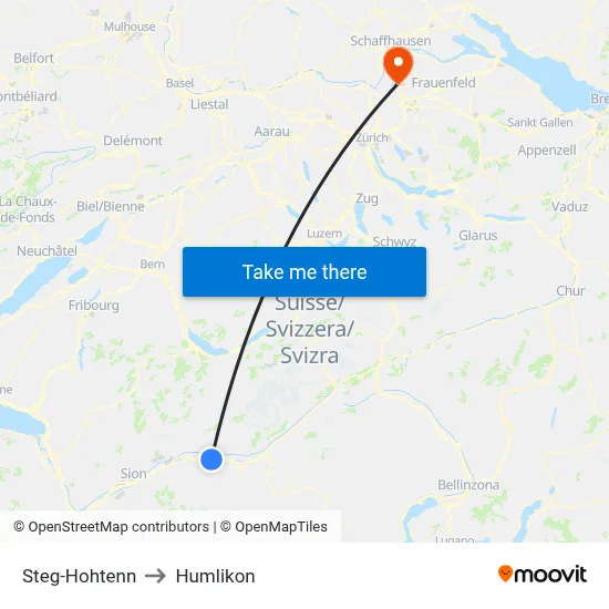 Steg-Hohtenn to Humlikon map