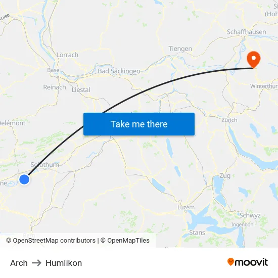 Arch to Humlikon map
