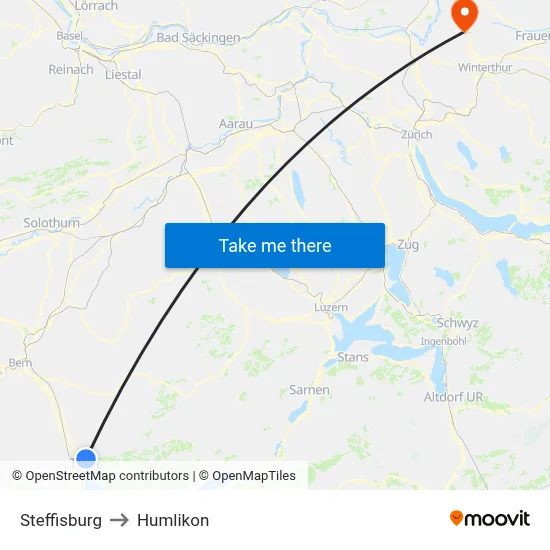 Steffisburg to Humlikon map