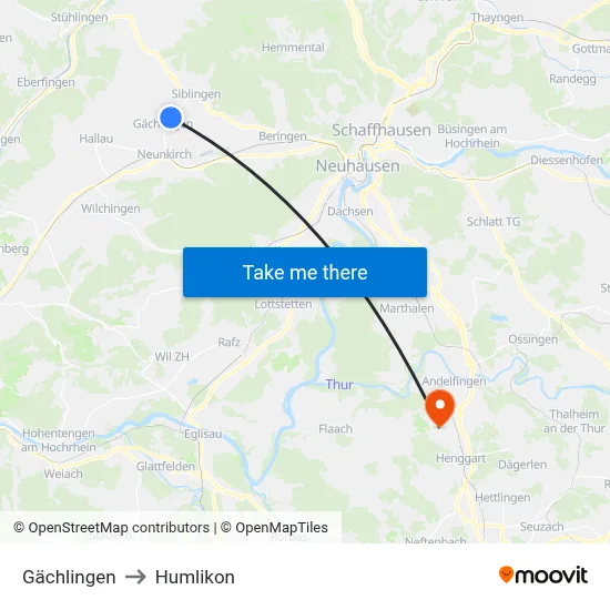Gächlingen to Humlikon map