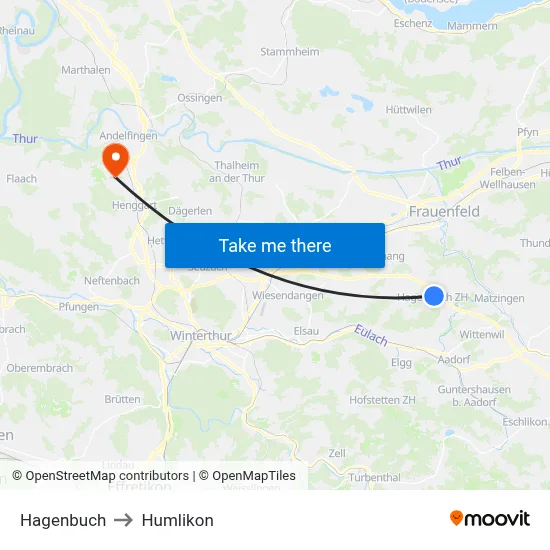 Hagenbuch to Humlikon map