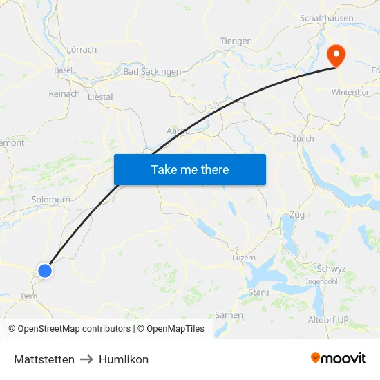 Mattstetten to Humlikon map