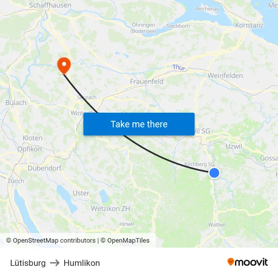 Lütisburg to Humlikon map