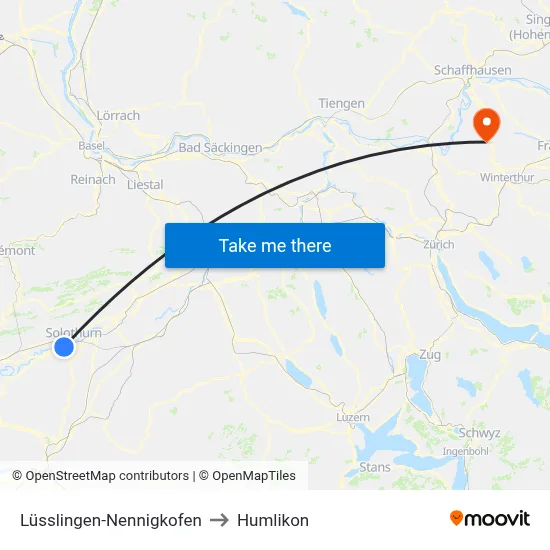 Lüsslingen-Nennigkofen to Humlikon map