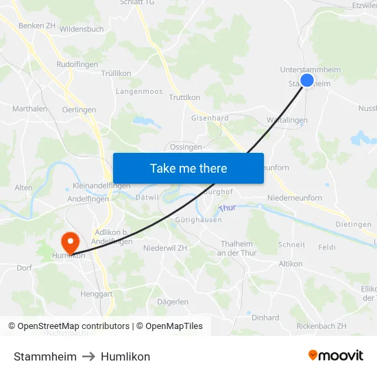 Stammheim to Humlikon map