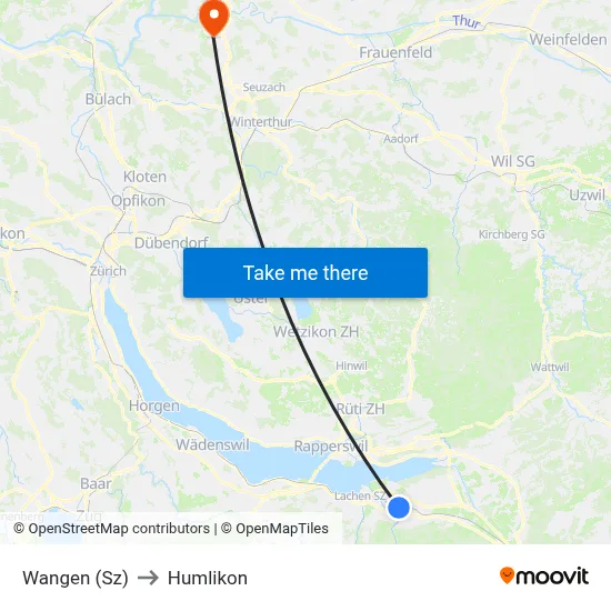 Wangen (Sz) to Humlikon map