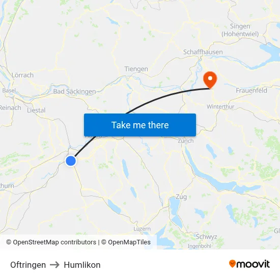 Oftringen to Humlikon map