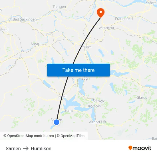 Sarnen to Humlikon map