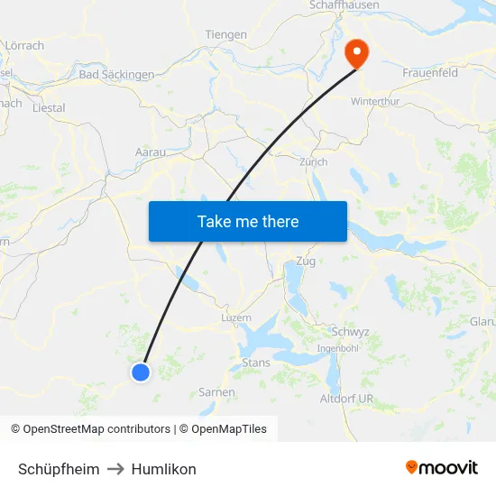Schüpfheim to Humlikon map