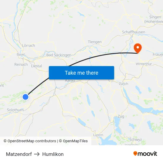 Matzendorf to Humlikon map