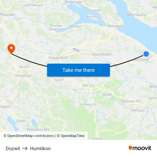Dozwil to Humlikon map