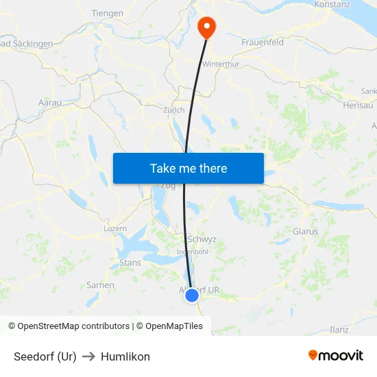 Seedorf (Ur) to Humlikon map