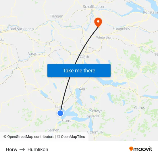 Horw to Humlikon map