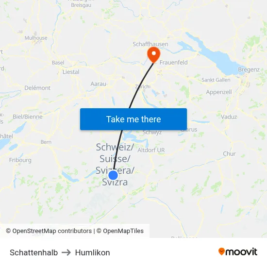Schattenhalb to Humlikon map