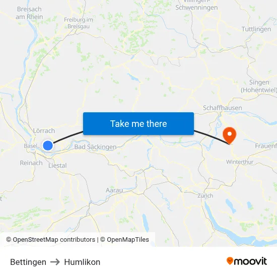 Bettingen to Humlikon map