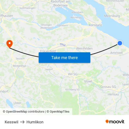 Kesswil to Humlikon map