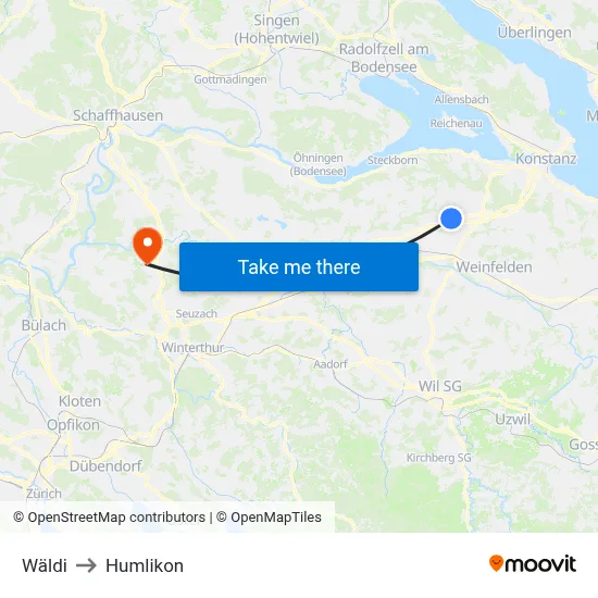 Wäldi to Humlikon map