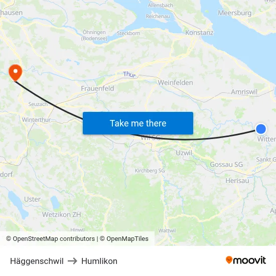 Häggenschwil to Humlikon map