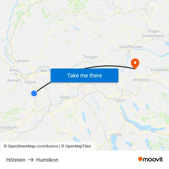 Hölstein to Humlikon map