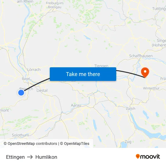 Ettingen to Humlikon map